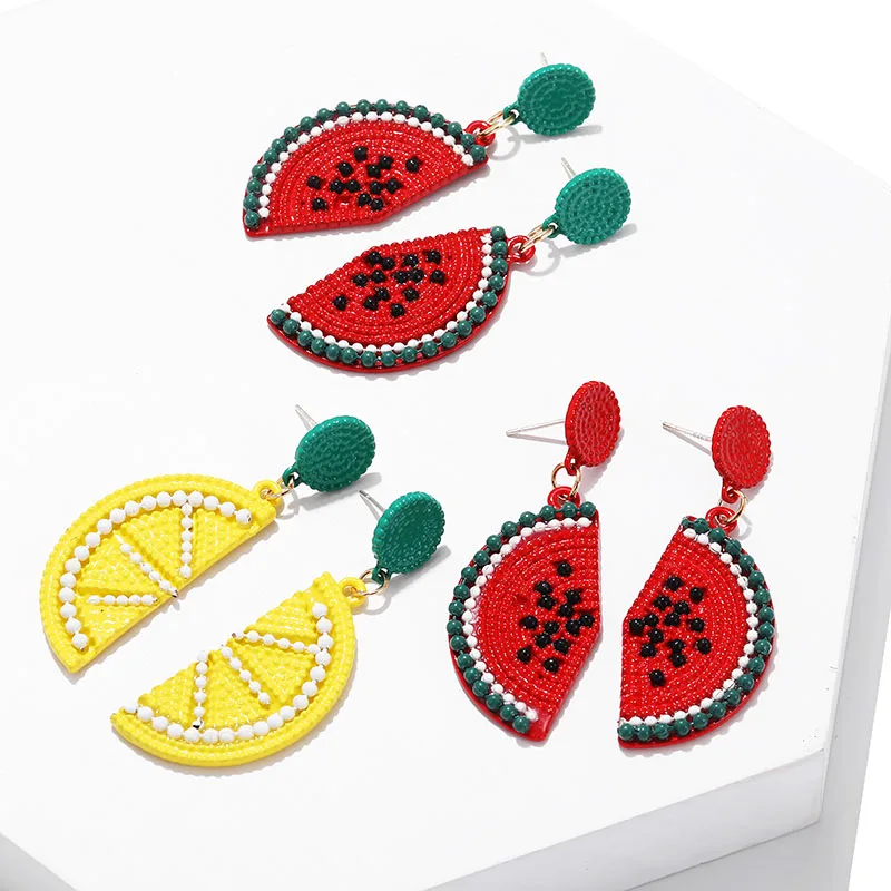 Hip-hop Statement Jewelry Fruit Earrings For Women Unique Design Big Carrot Lemon Watermelon Earrings Brincos Party Accessories