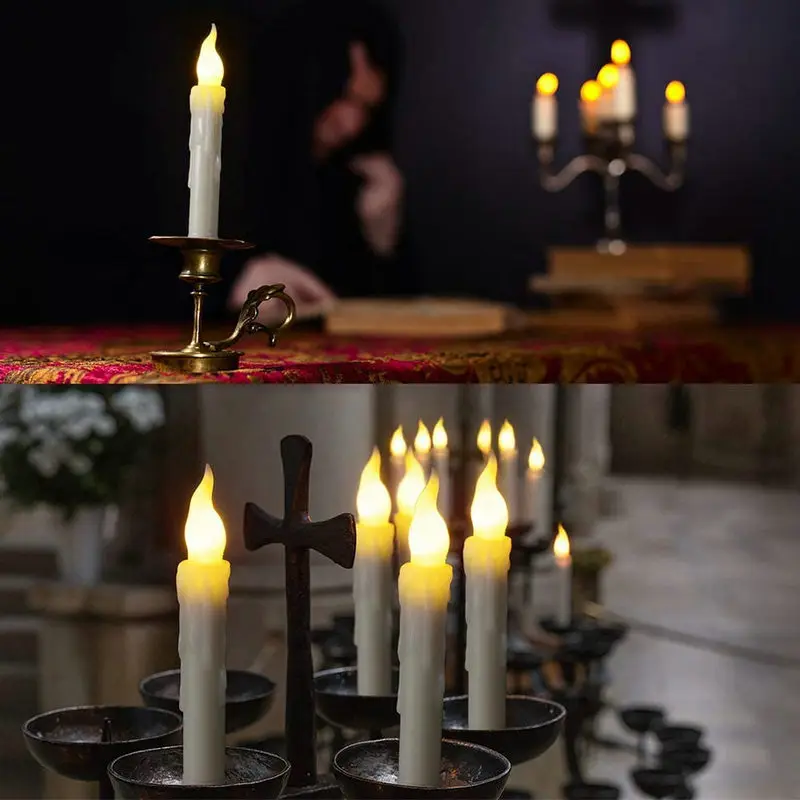 Ivory and black flameless taper candle options