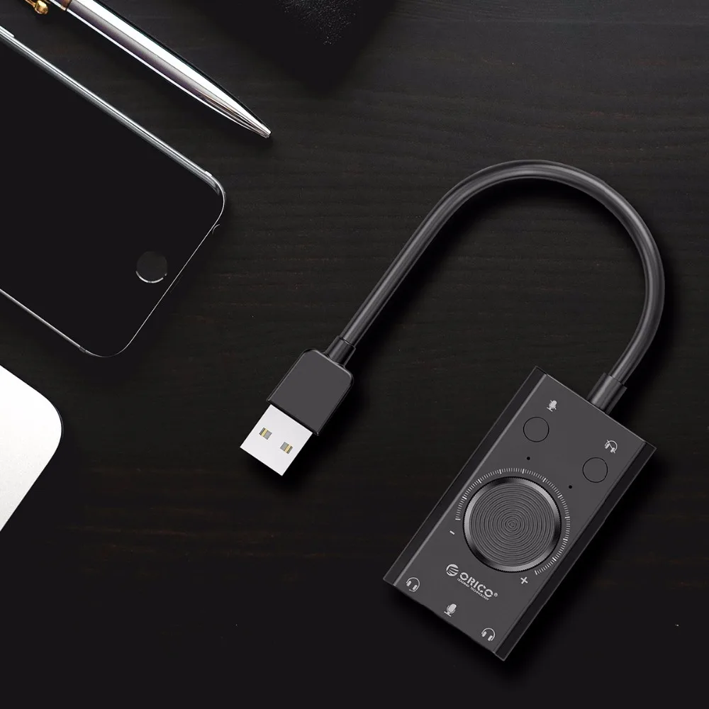 FELYBY USB Sound Card External Computer Free Drive External Headphone Speak Mic Interface Adapter Mute Switch Volume Adjustment