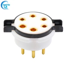 

PAPRI PTFE 6Pin Beryllium Copper Gold Plated Feet Vacuum Tube Socket Chassis Mount For WE310A 10J12S 41 6C6 etc