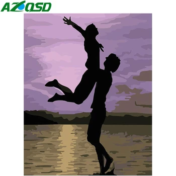 

AZQSD Painting By Number Canvas Kits Portrait Handmade Gift Unframe DIY Acrylic Paint Pictures By Numbers Couple Home Decoration