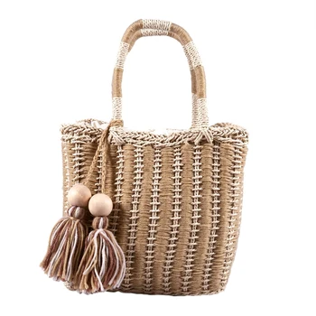 

AUAU-Women'S Beach Tote Bag Straw Handbags Shoulder Bag Summer Woven Handle Bag Shopper Bag for Travel or Daily Use