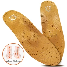Ортопедическая стелька из кожи премиум-класса для обуви с плоской подошвой, ортопедическая прокладка для коррекции здоровья ног