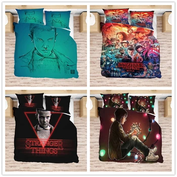 

Horror Movie Stranger Things 3D Printed Bedding Set Science Fiction Movie Duvet Cover with Pillowcase Bed Linens for Young Adult