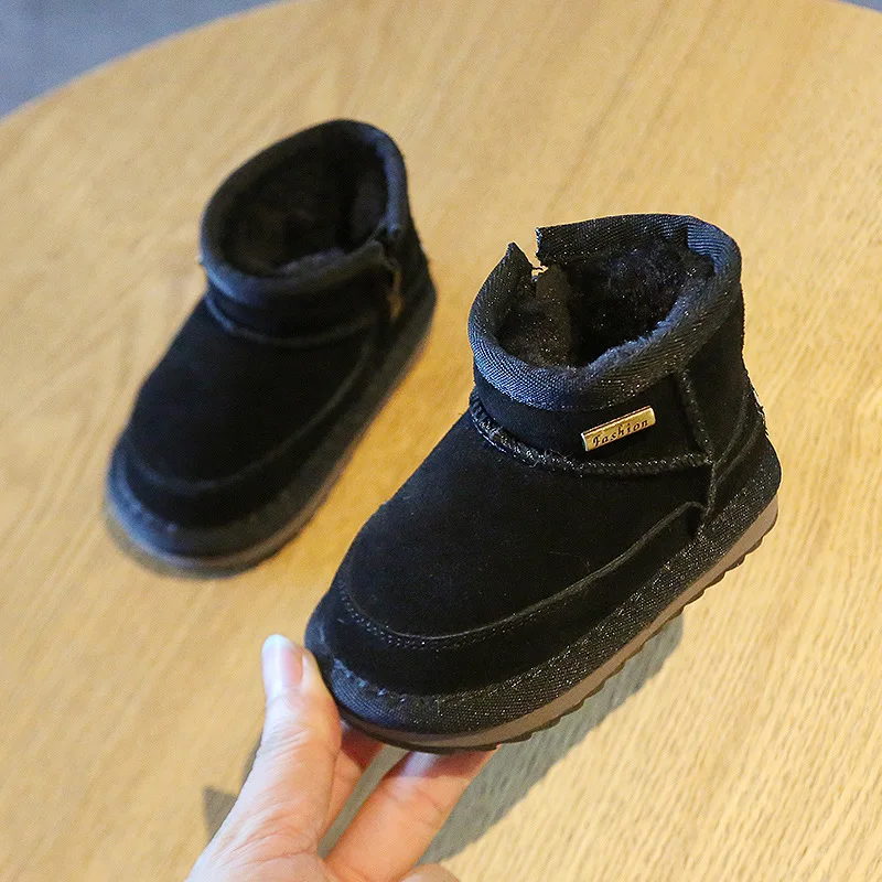 Claladoudou/12-15,5 см; брендовые зимние плюшевые ботинки для маленьких девочек; обувь из натуральной кожи на плоской подошве для малышей; Уличная обувь на плоской подошве