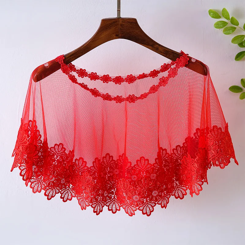 Spring Summer Lace Collar Sunscreen Cloak Neck Shawl Thin Short Coat Jacket Strapless Small Vest Wedding | Дом и сад