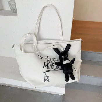

Summer Large Capacity Bag Female Bag 2020 New Rabbit Canvas Shoulder Bag Fashion Cute Wild Tote Bag Mommy Bag Shopping Bag