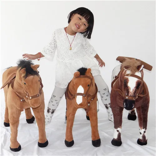 Fancytrader 82cm Giant Simulation Stuffed War Horse 32'' Big Plush Animal Horse Toy Great Kids Gift Photograph Prop 3 Colors (3)