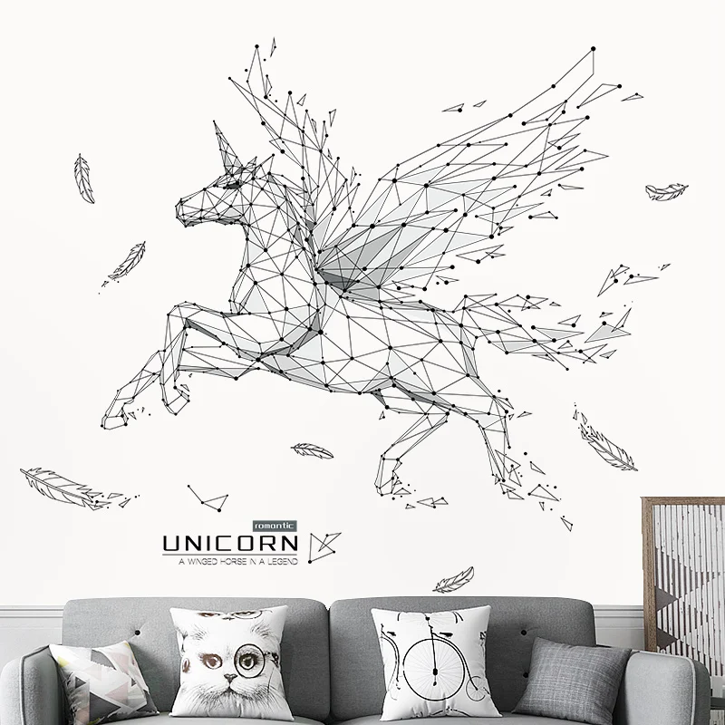 Abstract Whale Wall Stickers for Living room Bedroom Sofa Wall Decor Removable Vinyl Wall Decal Home Decor Unicor Sailboat Deer