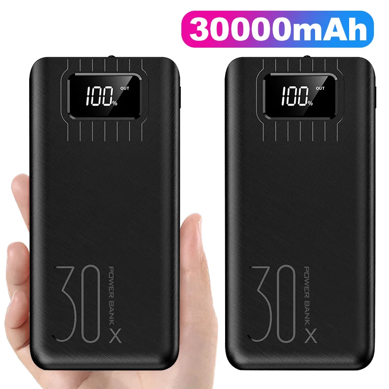 Внешний аккумулятор 30000 мАч 2USB светодиодный портативный аккумулятор для iPhone Xiaomi samsung huawei внешний аккумулятор