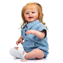 

23’’ Baby Girls Doll Reborns Lifelike Doll Lovely Baby Girls Gift Real Soft Touch Caucasian Doll with Rooted Blonde Dropshipping
