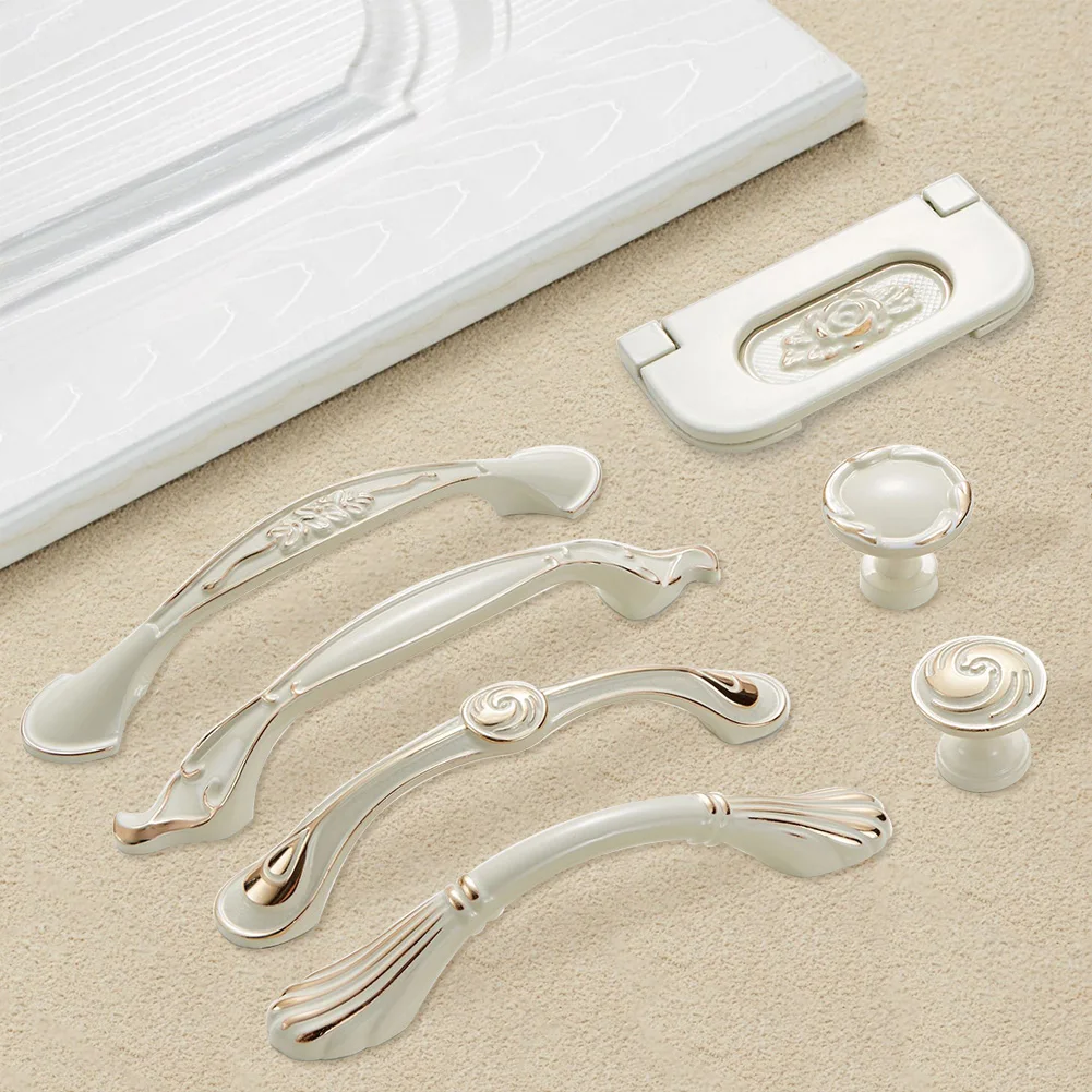 

Alloy Ivory white Cabinet Handles Kitchen Cupboard Door Pulls Drawer Knobs European Fashion Furniture Handle Hardware Kitchen