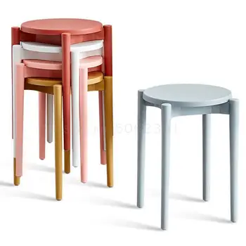 

Simple Stool Plastic Round Stool Household Low Stool Nordic Fashion Creative Thick Stool Foldable Dining Stool