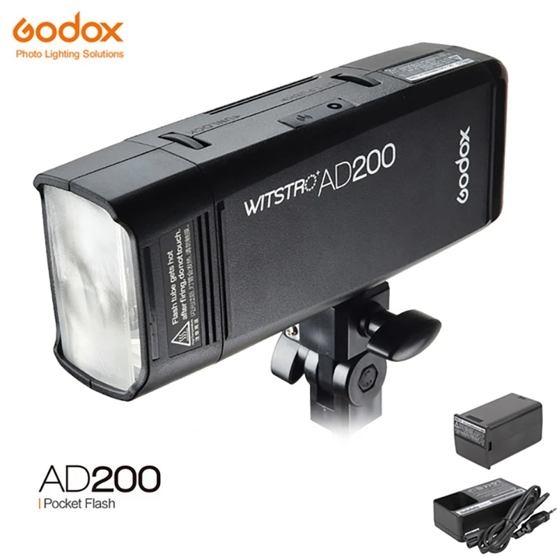 Карманный флэш-светильник GODOX AD200 ttl 2,4G HSS 1/8000s с двойной головкой 200Ws с литиевой батареей 2900 mAh, стробоскоп для Canon Nikon