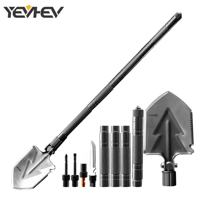 Outdoor Shovel for Camping Hiking Outdoor Black Tea Military Folding Shovel Portable Multi-Tool Tactical Entrenching Tool