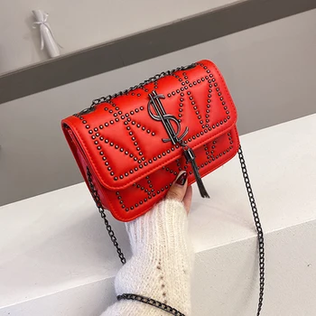 

Mini rivet Crossbody Bags For Women 2020 Pu Leather Purses and Handbags New Designer Ladies tassel Shoulder Messenger Bag