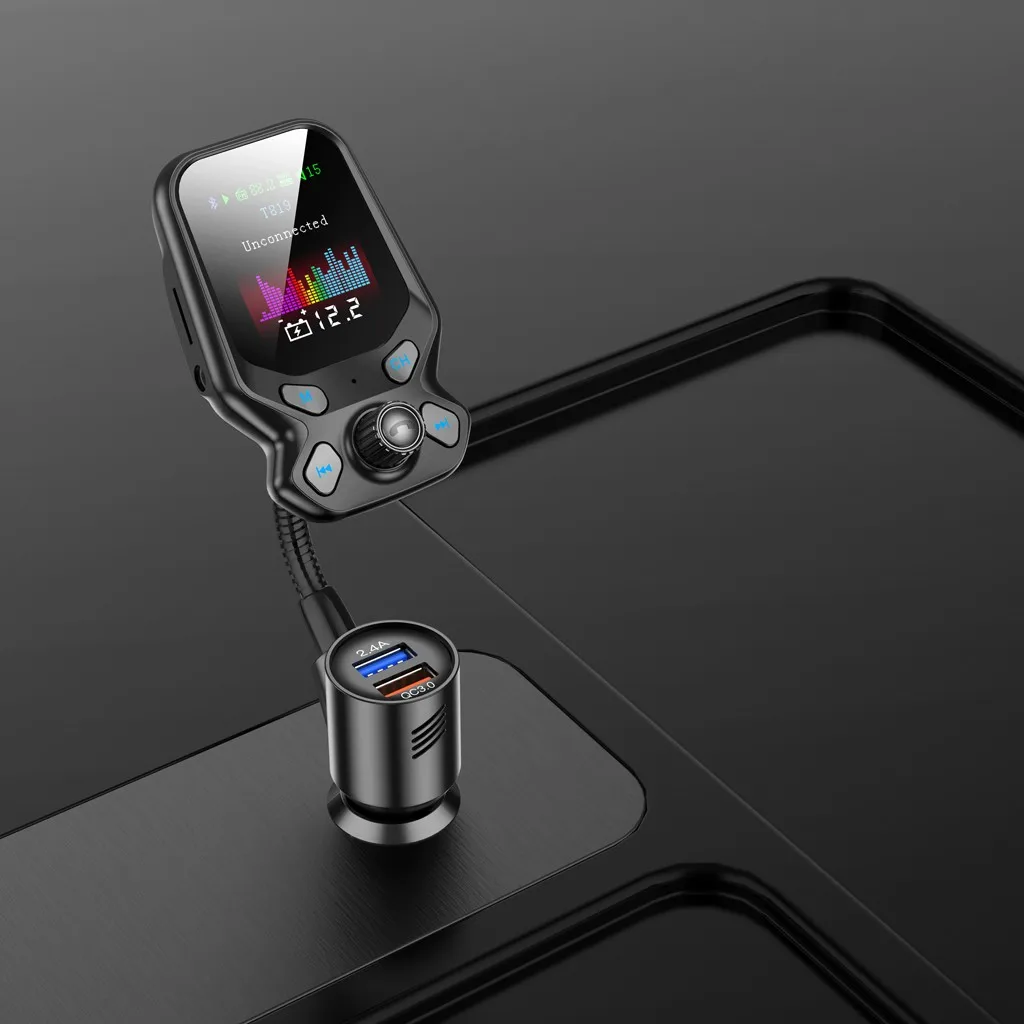 Автомобильный fm-передатчик, Bluetooth, радио передатчик, адаптер для автомобиля, 1,77 дюйма, цветной экран Qc3.0, 5 В/2,4 A, Usb порт зарядки# P55