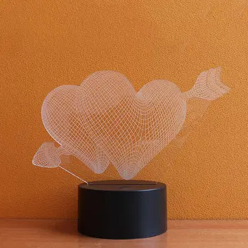 

Colorful 3D Night Light Heart Night Light Eye Care LED Light Bedside Night Lamp Home Decoration Birthday Gift