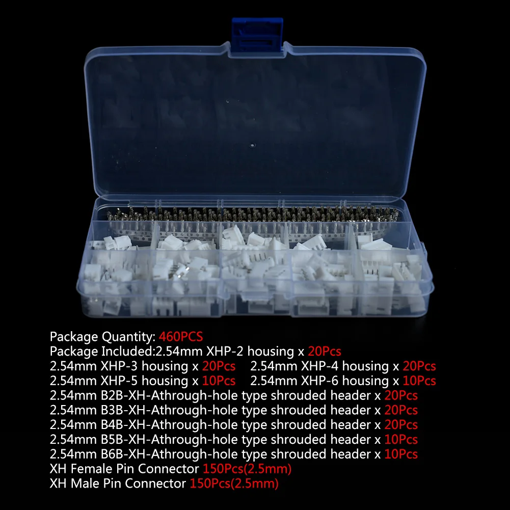 

460PCS 2.54mm (0.1")XHC3 Straight Pin Connector 250V 3A Terminal Kit Shell Needle Seat JST Connector For Electrical Maintenance