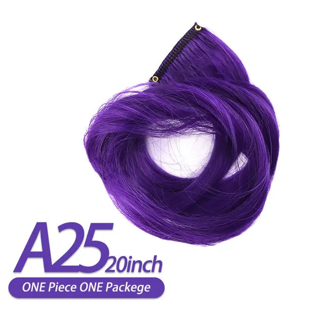 AIYEE Hair Extensions Pure RainBow Hairpiece Clip In Hair Piece Synthetic Long Straight Ombre Pink Red Rainbow Hair Piece A25