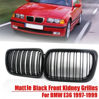 

For BMW E36 1997 1998 1999 Car Styling Grill Racing Grills Pair Matte Black Dual Line Front Kidney Grilles