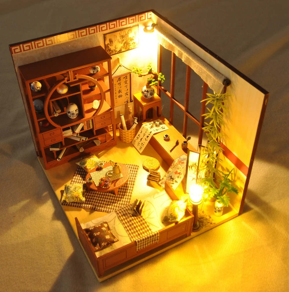 Кукольный дом мебель Diy кукольный домик Миниатюрный пазл собрать 3d Деревянный миниатюрный кукольный домик Развивающие игрушки для детей подарок