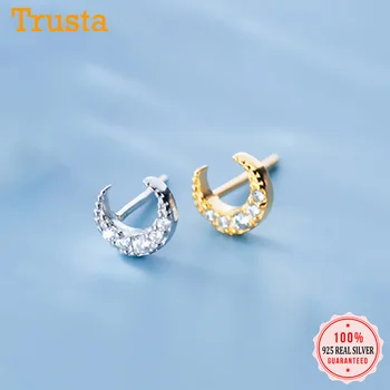 

Trustdavis Authentic Minimalist 925 Sterling Silver Sweet Mini Moon CZ Stud Earrings For Women Sterling Silver Jewelry DA899