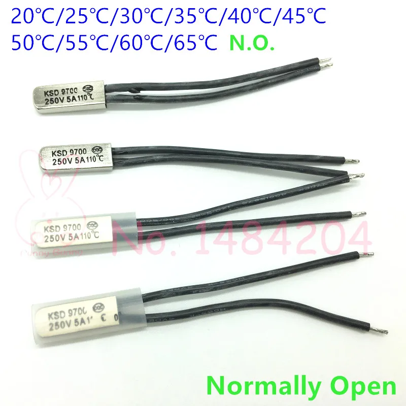 N.O 5A Metal Bimetal Temperature Controller 2pcs uxcell KSD9700 Thermostat 65℃ Normally Open Temperature Switch Thermal Switch