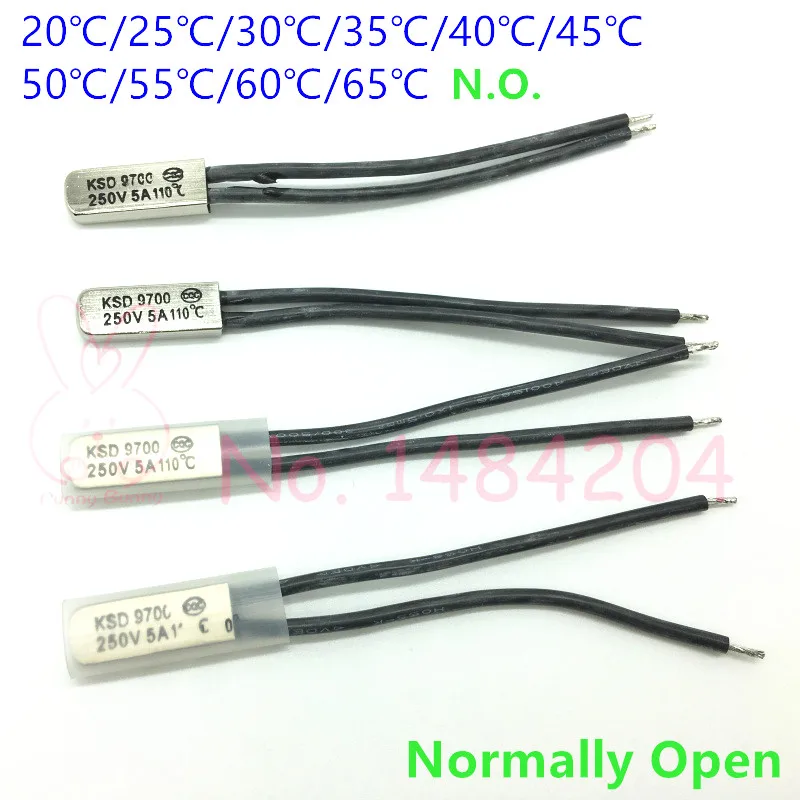 Термозащита KSD9700 20 25 30 35 40 45 50 ~ 65 градусов по Цельсию 250 В 5A нормально открытый