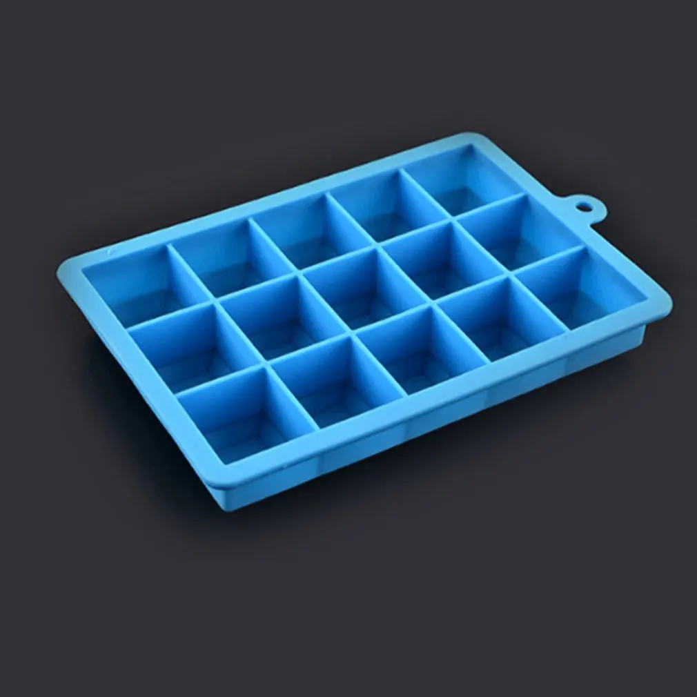 light blue 15 квадратных ледяной блок пресс-форма из силикагеля для хоккея на льду куб - Цвет: light blue
