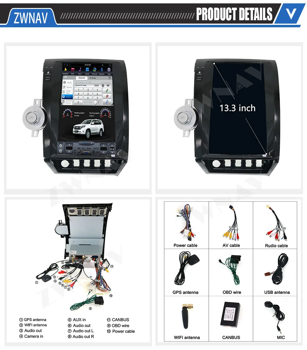 128G Tesla Screen Carplay For Toyota Tundra Sequoia 2007 2008 2009 2010 2011 2012 2013 Android 9 Player Audio Radio Stereo Unit