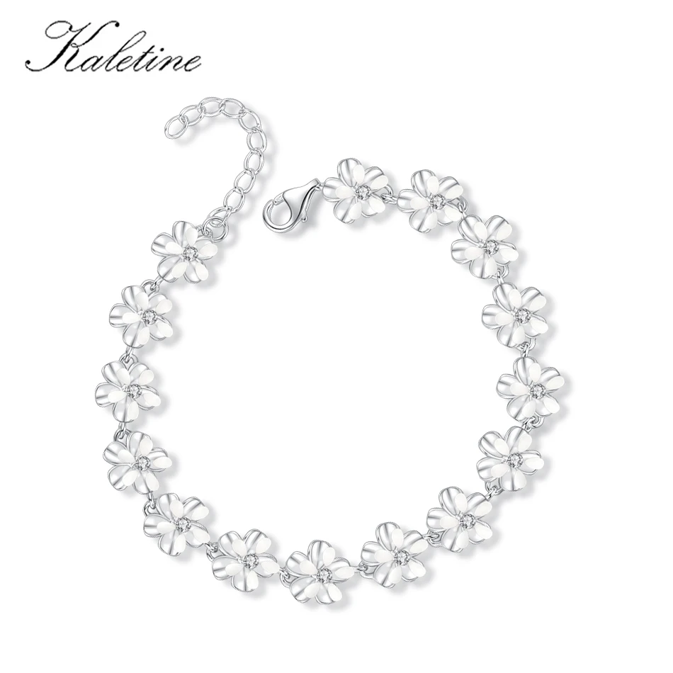 

KALETINE Luck Five-leaf-clover Bracelet For Women 925 Sterling Silver Best Friend Bracelets Gemstone Bracelet Fine Jewelry