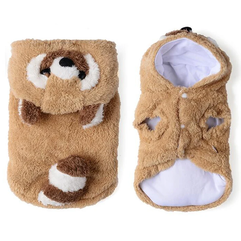Little raccoon Зимний костюм для собак, забавная одежда для маленьких собак, мягкая теплая одежда из кораллового флиса для щенков, кошек, худи, куртки для собак, одежда для домашних животных желтого цвета - Цвет: Little raccoon