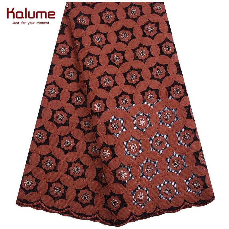 

Kalume African Sequins Lace Fabric Latest 3D Flower French Mesh Lace Fabric Dress Nigerian Tulle Lace Fabric For Wedding F1899