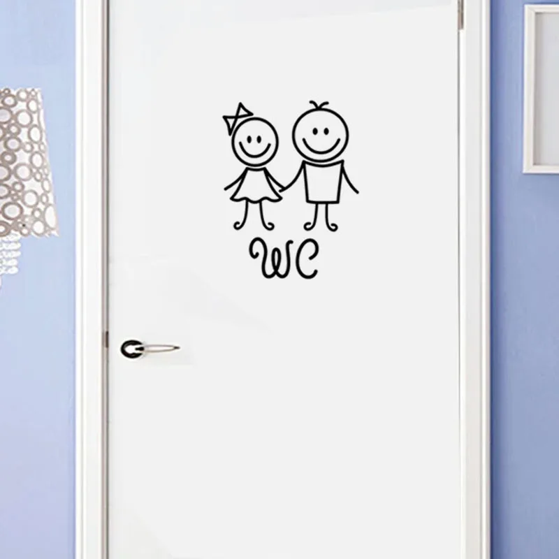 Cartoon WC Door Decoration for Bathroom Man and Women Toilet Wall Stickers Creative Wall Decals PVC Vinyl Wallposter Removable Cartoon WC Door Decoration for Bathroom Man and Women Toilet Wall Stickers Creative Wall Decals PVC Vinyl Wallposter Removable