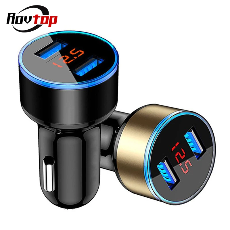 

Rovtop Universal Fast Dual USB Car Charger Adapter LED Display 5V 3.1A Cigarette Socket Lighter Auto USB Car Phone Charger