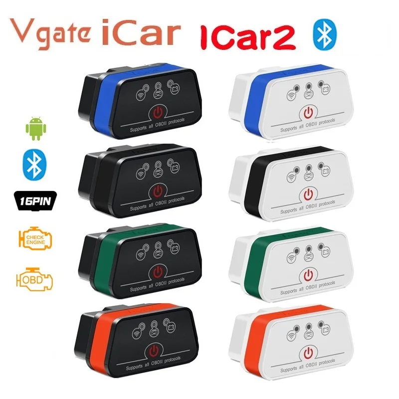 Vgate iCar2 ELM327 Bluetooth obd2 диагностический инструмент elm 327 V2.1 Vgate icar 2 obd 2 сканер с переключателем диагностики автомобиля считыватель кодов
