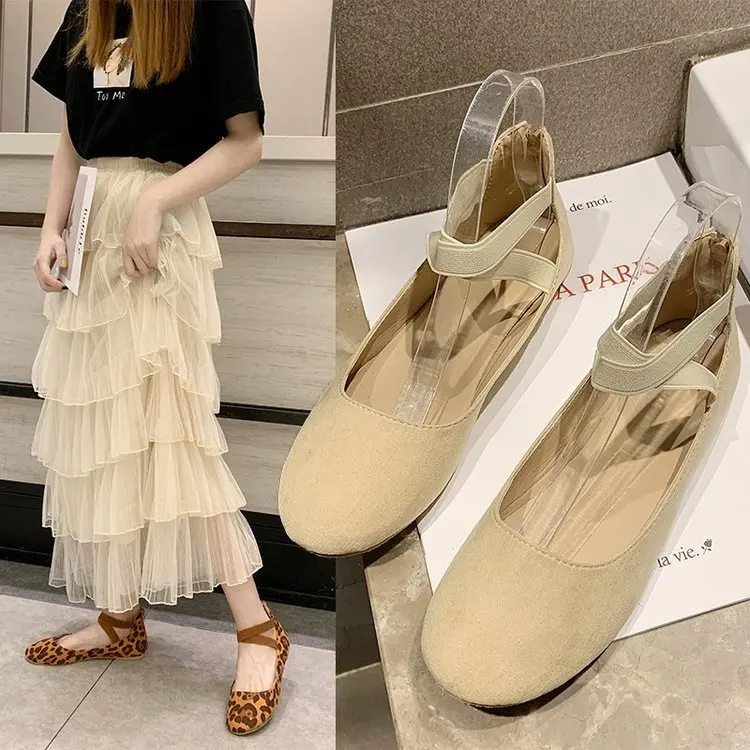 

Hot Selling 2019 Spring Europe And America Large Size New Style Mom Shoes Flat Heel WOMEN'S Sandals Low-Cut Bandage Cloth round-
