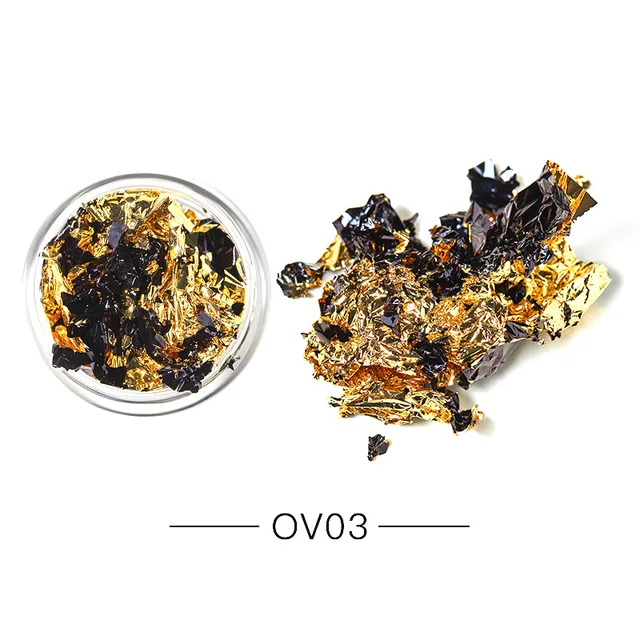 1 Box Gold Silver Irregular Aluminum Foil Paper Nail Art Sticker 3D Glitter DIY Manicure UV Gel Polish Nail Decoration Tools Q06457