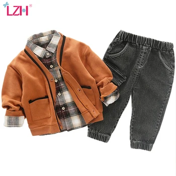 

LZH 2020 Autumn Winter Kids Baby Boys Clothes Sets Long Sleeve Gentleman Cardigan+shirt+Pants 3pcs Outfit Suit Children Clothing