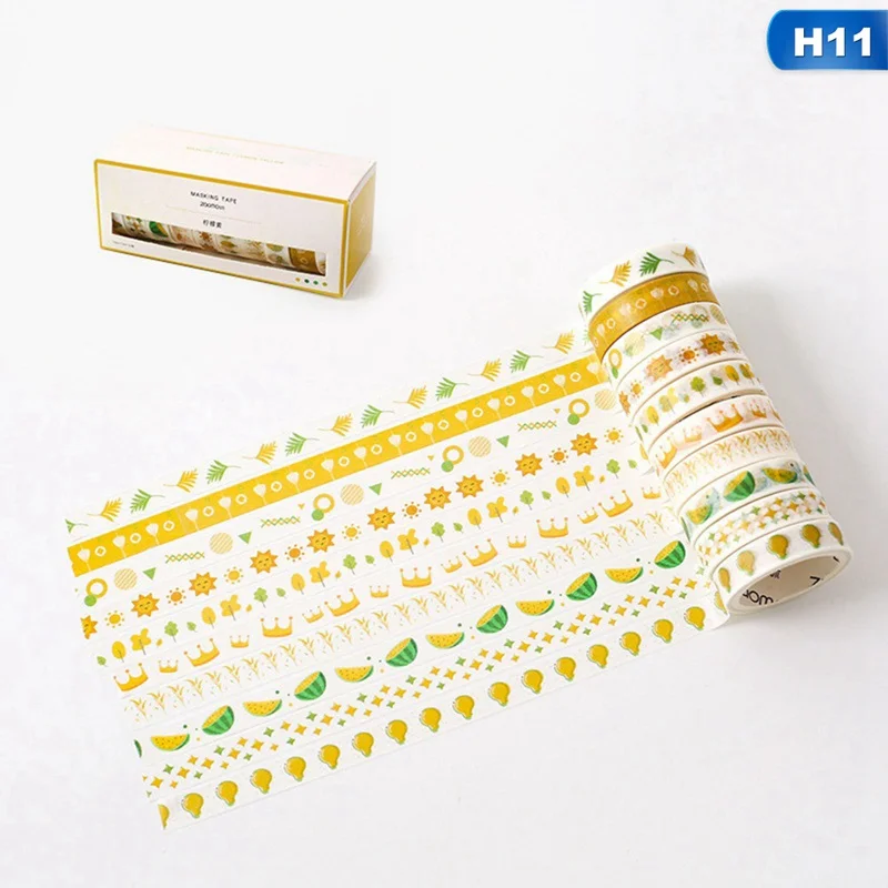 10Pcs/Set Cute Journal Washi Tape Set Kawaii Masking Tapes For Kids DIY Decorative Diary Scrapbooking Photo Ablums
