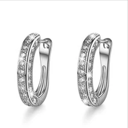 Diamond Hoop Earrings for Women Shinning Luxury Round Diamond Earrings Personality Bright Rhinestone Earrings