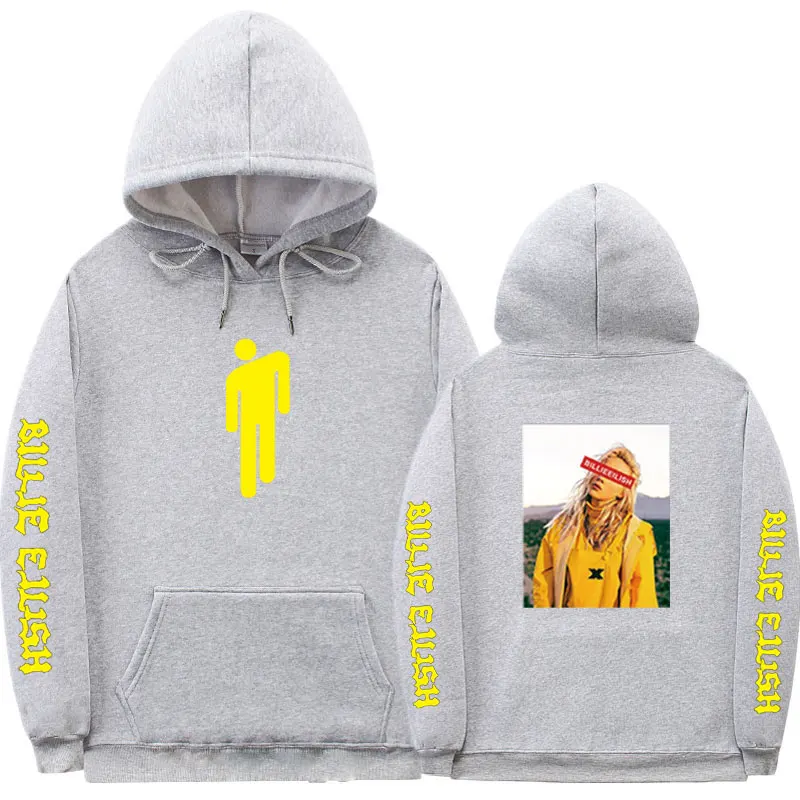 Billie Eilish толстовки наборы спортивный костюм для мужчин с капюшоном Мужские повседневные осенние зимние теплые толстовки спортивные штаны набор для мужчин и женщин хип-хоп костюм - Цвет: Gray MS532