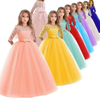 

Girls Princess Kids Dresses for Girls Tutu Lace Flower Embroidered Ball Gown Baby Girls Clothes Children Wedding Party Dress
