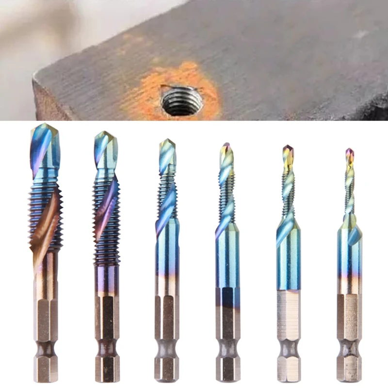 

6 Pcs Hex Shank Metric Thread Tap Spiral Trapezoidal Drill Bits Hand Screw Taps