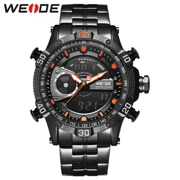 

WEIDE Men Watch Sports Casual Digital Movement Auto Date Chronograph Alarm Repeater Calendar Stainless Steel Strap Quartz Watch