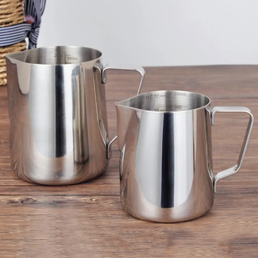 

350/580ml Stainless Steel Milk Frothing Jug Espresso Coffee Steaming Pitcher With Handle