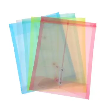 

Pack of 5 Practical Transparent Button Colorful Document Folder Document Storage File Folder for Home Office Business