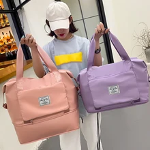 Casual Waterproof Oxford Cloth Large Capacity Training Travel Shoulder Bags Women Handbags Foldable Gym Bags for Outdoor Hiking