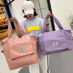 Casual Waterproof Oxford Cloth Large Capacity Training Travel Shoulder Bags Women Handbags Foldable Gym Bags for Outdoor Hiking